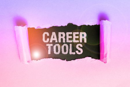 Foto de Text sign showing Career Tools, Word for the system designed to assist and enhance your career - Imagen libre de derechos