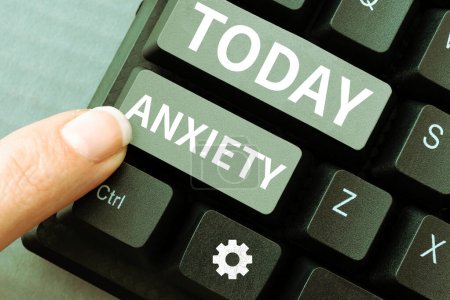 Foto de Writing displaying text Anxiety, Business showcase Excessive uneasiness and apprehension Panic attack syndrome - Imagen libre de derechos