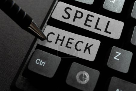 Foto de Sign displaying Spell Check, Business approach to use a computer program to find and correct spelling errors - Imagen libre de derechos