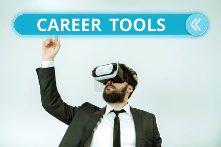 Foto de Text sign showing Career Tools, Business concept the system designed to assist and enhance your career - Imagen libre de derechos