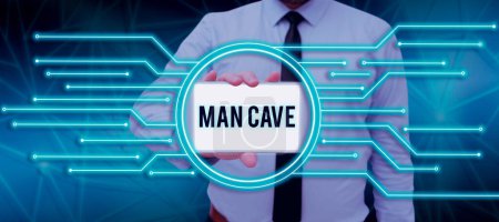 Foto de Texto que muestra inspiración Cueva del hombre, Concepto que significa una habitación, espacio o área de una vivienda reservada para una persona masculina - Imagen libre de derechos