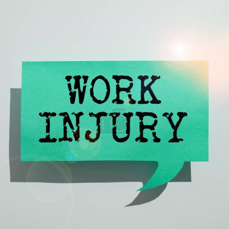 Foto de Conceptual caption Work Injury, Word for Accident in job Danger Unsecure conditions Hurt Trauma - Imagen libre de derechos