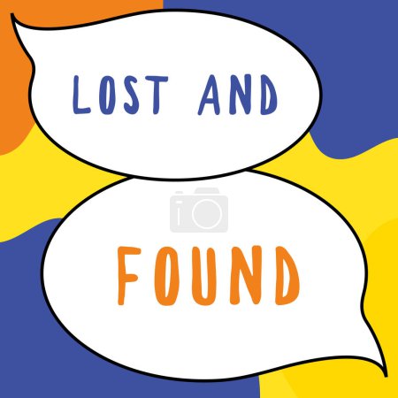 Téléchargez les photos : Légende conceptuelle Lost And Found, Internet Concept Lieu où vous pouvez trouver des choses oubliées Service de recherche - en image libre de droit
