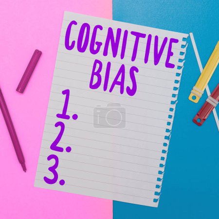 Photo for Writing displaying text Cognitive Bias, Word for Psychological treatment for mental disorders - Royalty Free Image