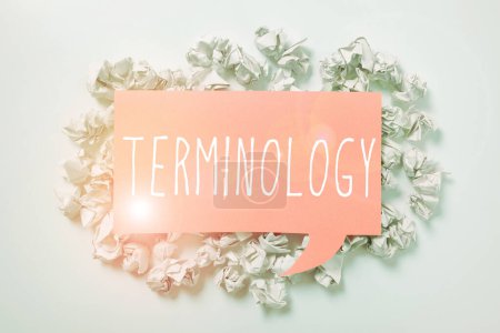 Foto de Writing displaying text Terminology, Business concept Terms used with particular technical application in studies - Imagen libre de derechos