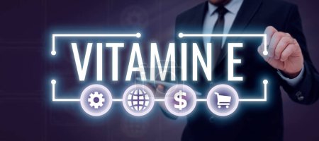 Foto de Conceptual display Vitamin E, Business concept Antioxidant Protects body tissue from damage caused by substances - Imagen libre de derechos