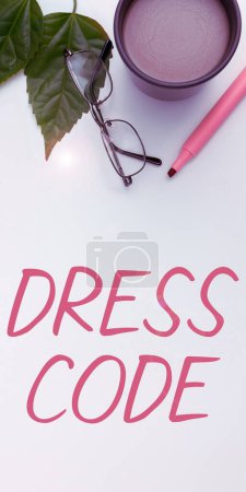 Photo for Conceptual caption Dress Code, Business showcase an accepted way of dressing for a particular occasion or group - Royalty Free Image