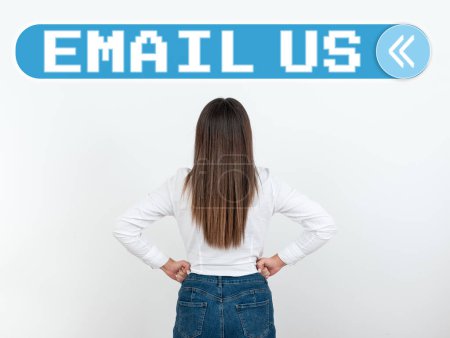 Téléchargez les photos : Conceptual display Email Us, Concept meaning Sending a commercial message to a group of people using mail - en image libre de droit