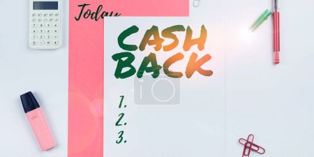 Foto de Signo de texto que muestra Cash Back, Internet Concept incentivo ofrece a los compradores cierto producto por el que reciben dinero en efectivo - Imagen libre de derechos