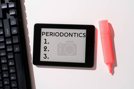 Téléchargez les photos : Signe texte montrant Parodontie, Concept signifiant une branche de la dentisterie traite des maladies des dents, des gencives, du ciment - en image libre de droit