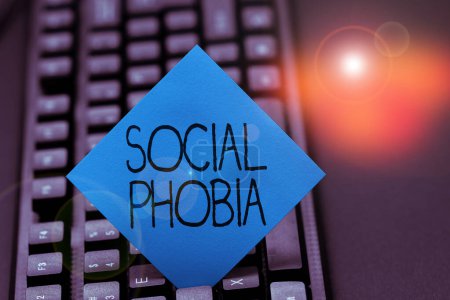 Photo for Hand writing sign Social Phobia, Business approach overwhelming fear of social situations that are distressing - Royalty Free Image