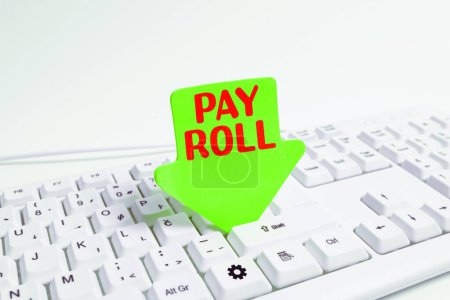 Foto de Señal de texto que muestra el plan de pago, enfoque empresarial Cantidad de salarios y salarios pagados por una empresa a sus empleados - Imagen libre de derechos
