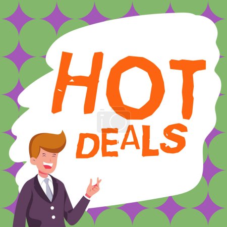 Foto de Sign displaying Hot Deals, Business approach An agreement through which one of the paties is offered and accept - Imagen libre de derechos