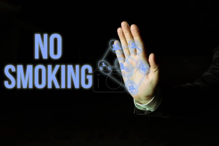 Foto de Texto de escritura No Fumar, Palabra para el uso de tabaco está prohibido en este lugar - Imagen libre de derechos