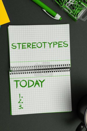 Photo for Hand writing sign Stereotypes, Word for any thought widely adopted by specific types individuals - Royalty Free Image