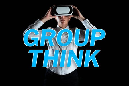 Photo for Text sign showing Group Think, Conceptual photo gather either formally or informally to bring up ideas - Royalty Free Image