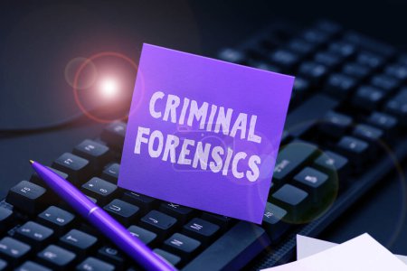 Photo for Writing displaying text Criminal Forensics, Business idea Federal Offense actions Illegal Activities punishable by Law - Royalty Free Image