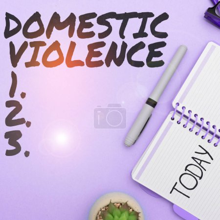 Foto de Text sign showing Domestic Violence, Business overview violent or abusive behavior directed by one family or household member - Imagen libre de derechos