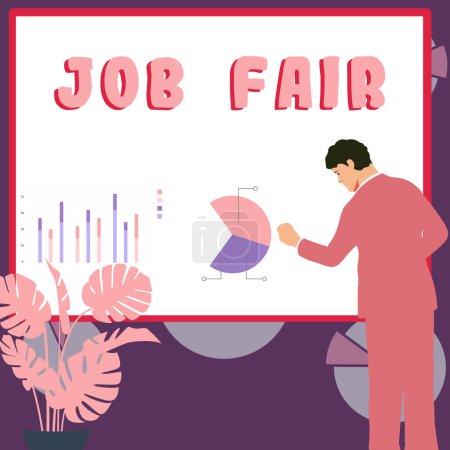 Foto de Signo de texto que muestra Job Fair, Concepto que significa Un evento donde una persona puede solicitar un trabajo en múltiples empresas - Imagen libre de derechos