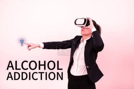 Photo for Handwriting text Alcohol Addiction, Conceptual photo characterized by frequent and excessive consumption of alcoholic beverages - Royalty Free Image