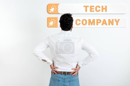 Foto de Texto que muestra inspiración Tech Company, Palabra para una empresa que inventa o innova soluciones para producir productos utilizables - Imagen libre de derechos