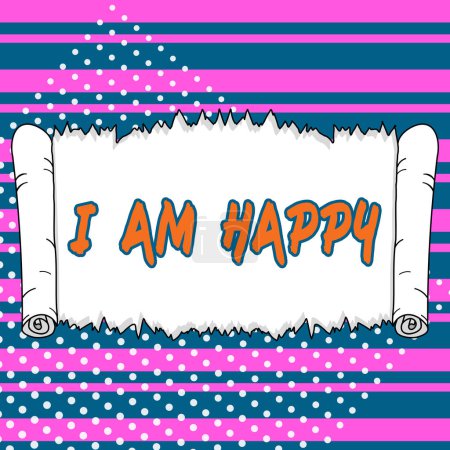 Téléchargez les photos : Conceptual caption I Am Happy, Business approach To have a fulfilled life full of love good job happiness - en image libre de droit