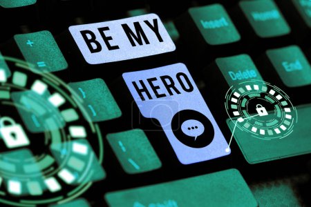 Foto de Text showing inspiration Be My Hero, Business approach Request by someone to get some efforts of heroic actions for him - Imagen libre de derechos