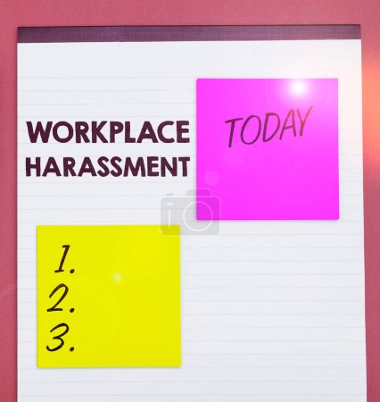 Téléchargez les photos : Text showing inspiration Workplace Harassment, Concept meaning Different race gender age sexual orientation of workers - en image libre de droit