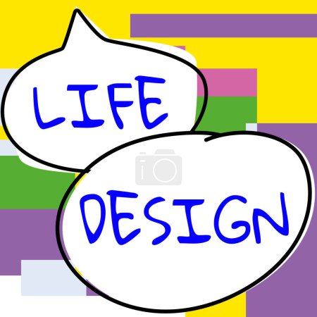 Foto de Conceptual caption Life Design, Concept meaning balance how you live between work family and entertaining - Imagen libre de derechos