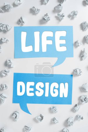Foto de Writing displaying text Life Design, Concept meaning balance how you live between work family and entertaining - Imagen libre de derechos