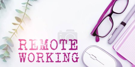 Photo for Text showing inspiration Remote Working, Concept meaning situation in which an employee works mainly from home - Royalty Free Image