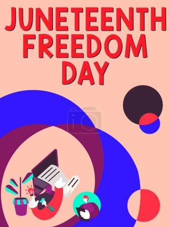 Foto de Text showing inspiration Juneteenth Freedom Day, Business overview legal holiday in the United States in commemoration of the end of slavery - Imagen libre de derechos