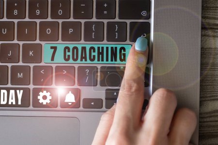 Photo for Text caption presenting 7 Coaching, Concept meaning Refers to a number of figures regarding business to be succesful - Royalty Free Image