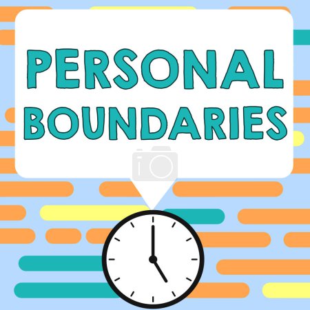 Foto de Text caption presenting Personal Boundaries, Business approach something that indicates limit or extent in interaction with personality - Imagen libre de derechos