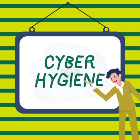 Téléchargez les photos : Conceptual display Cyber Hygiene, Business overview steps that computer users take to improve their cyber security - en image libre de droit