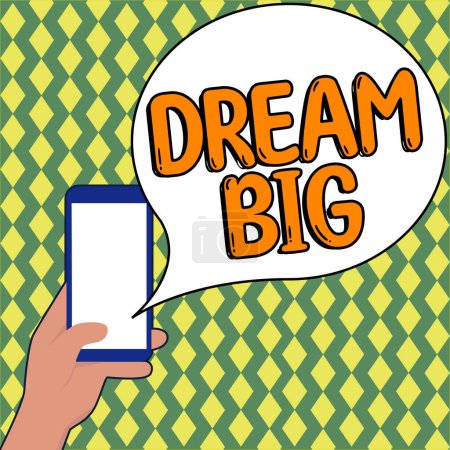 Foto de Text caption presenting Dream Big, Business overview To think of something high value that you want to achieve - Imagen libre de derechos