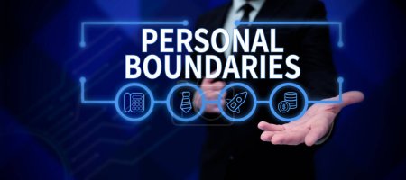 Foto de Inspiration showing sign Personal Boundaries, Business showcase something that indicates limit or extent in interaction with personality - Imagen libre de derechos