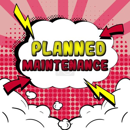 Foto de Text sign showing Planned Maintenance, Business overview Check ups to be done Scheduled on a Regular Basis - Imagen libre de derechos