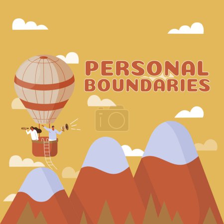Foto de Text caption presenting Personal Boundaries, Internet Concept something that indicates limit or extent in interaction with personality - Imagen libre de derechos