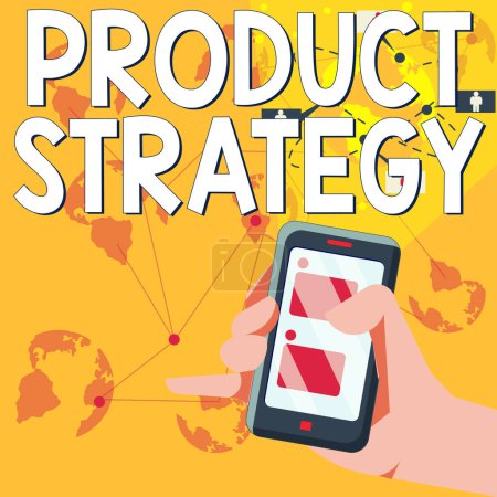 Photo for Text sign showing Product Strategy, Conceptual photo long term plan development of successful product production - Royalty Free Image
