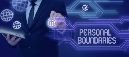 Photo for Text sign showing Personal Boundaries, Business idea something that indicates limit or extent in interaction with personality - Royalty Free Image