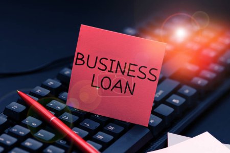 Foto de Text caption presenting Business Loan, Business approach Credit Mortgage Financial Assistance Cash Advances Debt - Imagen libre de derechos