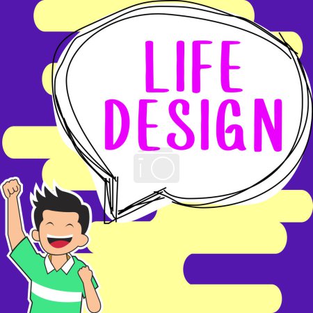 Foto de Conceptual caption Life Design, Business idea balance how you live between work family and entertaining - Imagen libre de derechos