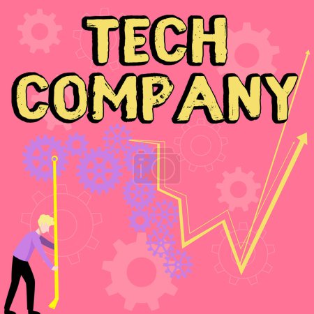 Foto de Text sign showing Tech Company, Business approach a company that invents or innovates solutions to produce usable product - Imagen libre de derechos