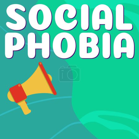 Photo for Hand writing sign Social Phobia, Concept meaning overwhelming fear of social situations that are distressing - Royalty Free Image