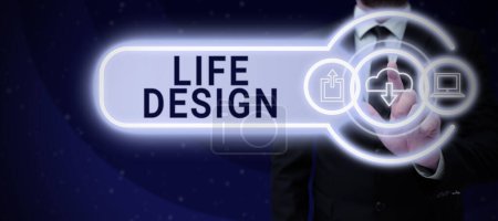 Foto de Inspiration showing sign Life Design, Business idea balance how you live between work family and entertaining - Imagen libre de derechos