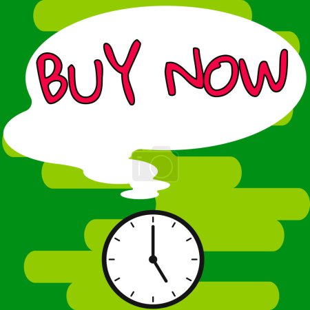 Foto de Text sign showing Buy Now, Business concept asking someone to purchase your product Provide good Discount - Imagen libre de derechos