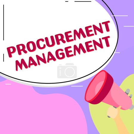 Foto de Text caption presenting Procurement Management, Business idea buying Goods and Services from External Sources - Imagen libre de derechos