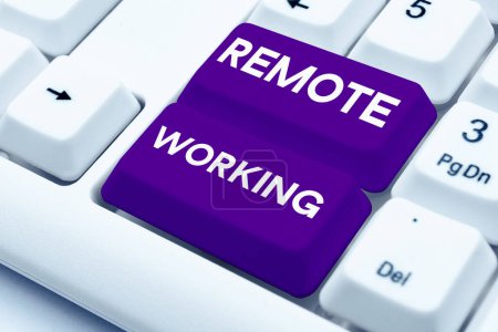 Photo for Inspiration showing sign Remote Working, Business overview situation in which an employee works mainly from home - Royalty Free Image