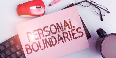 Photo for Text caption presenting Personal Boundaries, Internet Concept something that indicates limit or extent in interaction with personality - Royalty Free Image